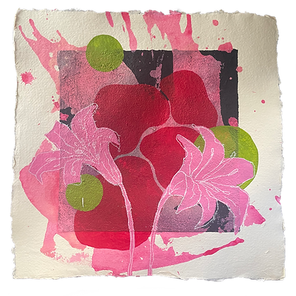 pink lily on brown 1