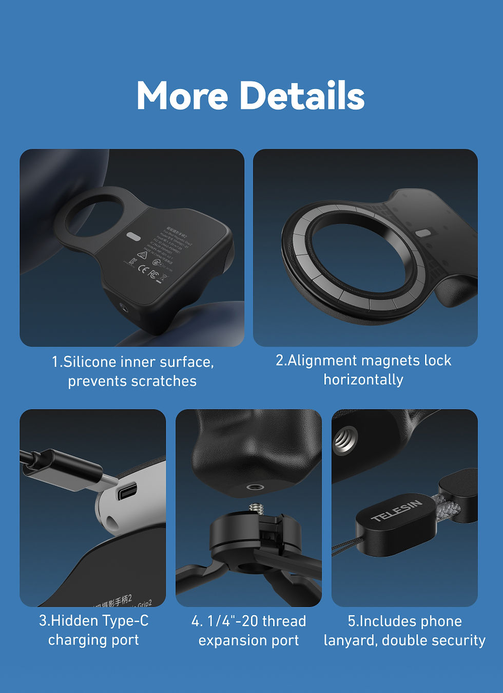 Miniatura: TELESIN Magnetic Phone Camera Shoot Hand Grip Universal Smart Phone Holder Shoot
