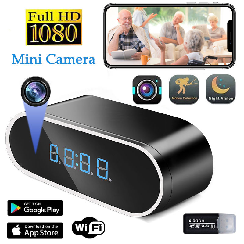 Full HD 1080P Alarm Clock Mini Camera Wireless Wifi Control IR Night Vision View