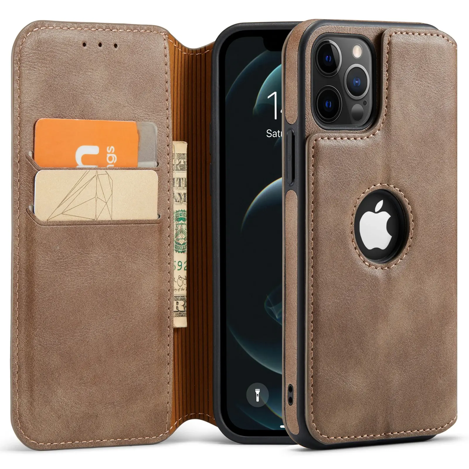 Leather Case For iPhone 16 15 14 13 12 11 Pro Max XS XR Wallet Case [RFID Blocki