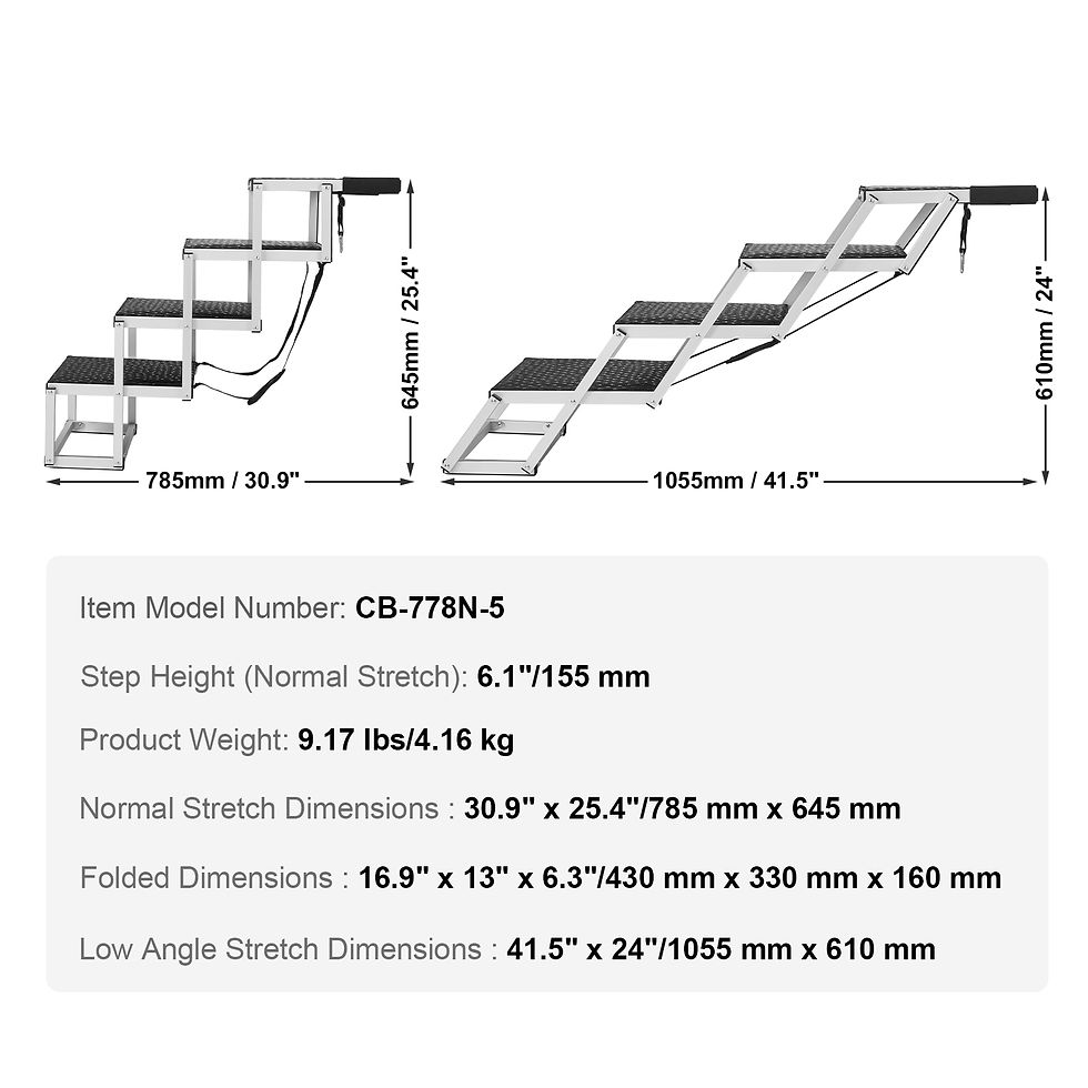 Miniatura: SucceBuy Dog Stair for Cars Wide Dog Car Steps Folding Portable Pet Steps Lightw