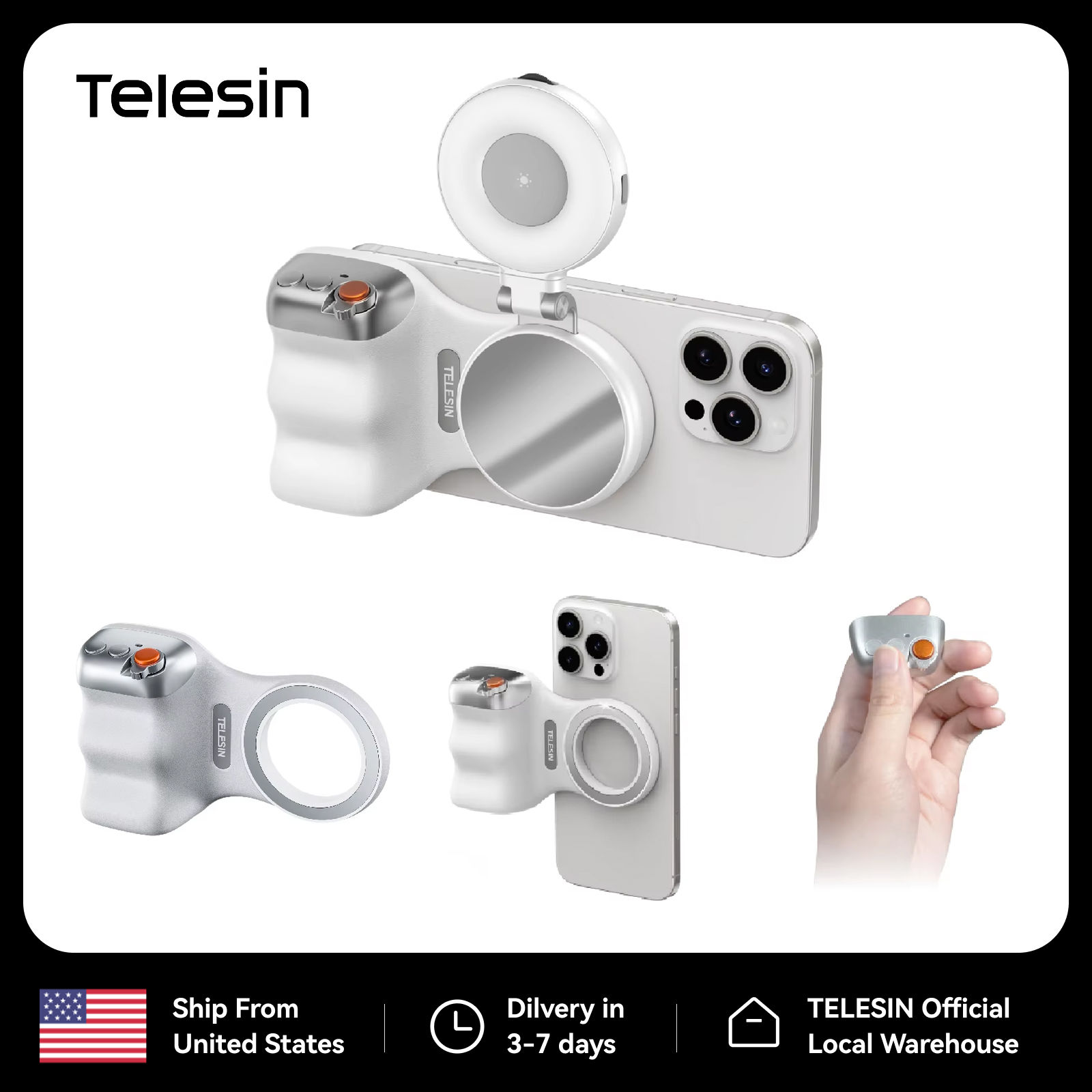TELESIN Magnetic Phone Camera Shoot Hand Grip Universal Smart Phone Holder Shoot