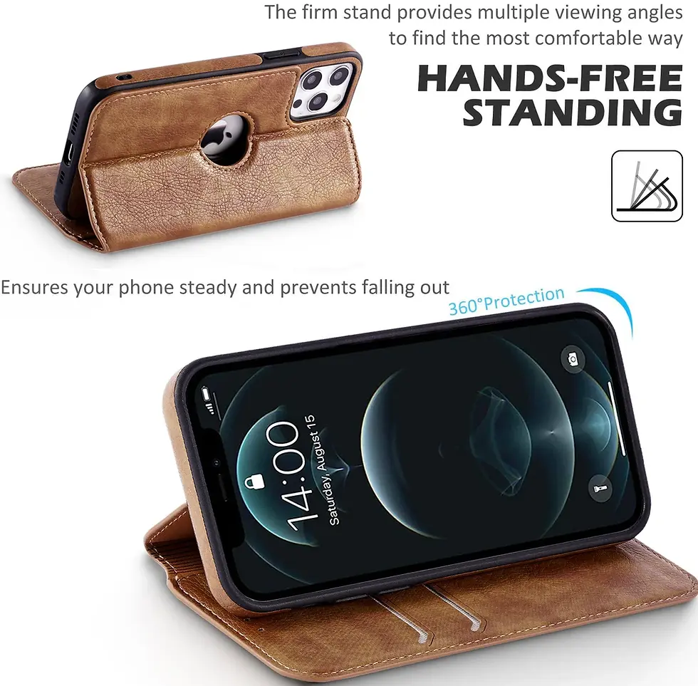 Miniatura: Leather Case For iPhone 16 15 14 13 12 11 Pro Max XS XR Wallet Case [RFID Blocki