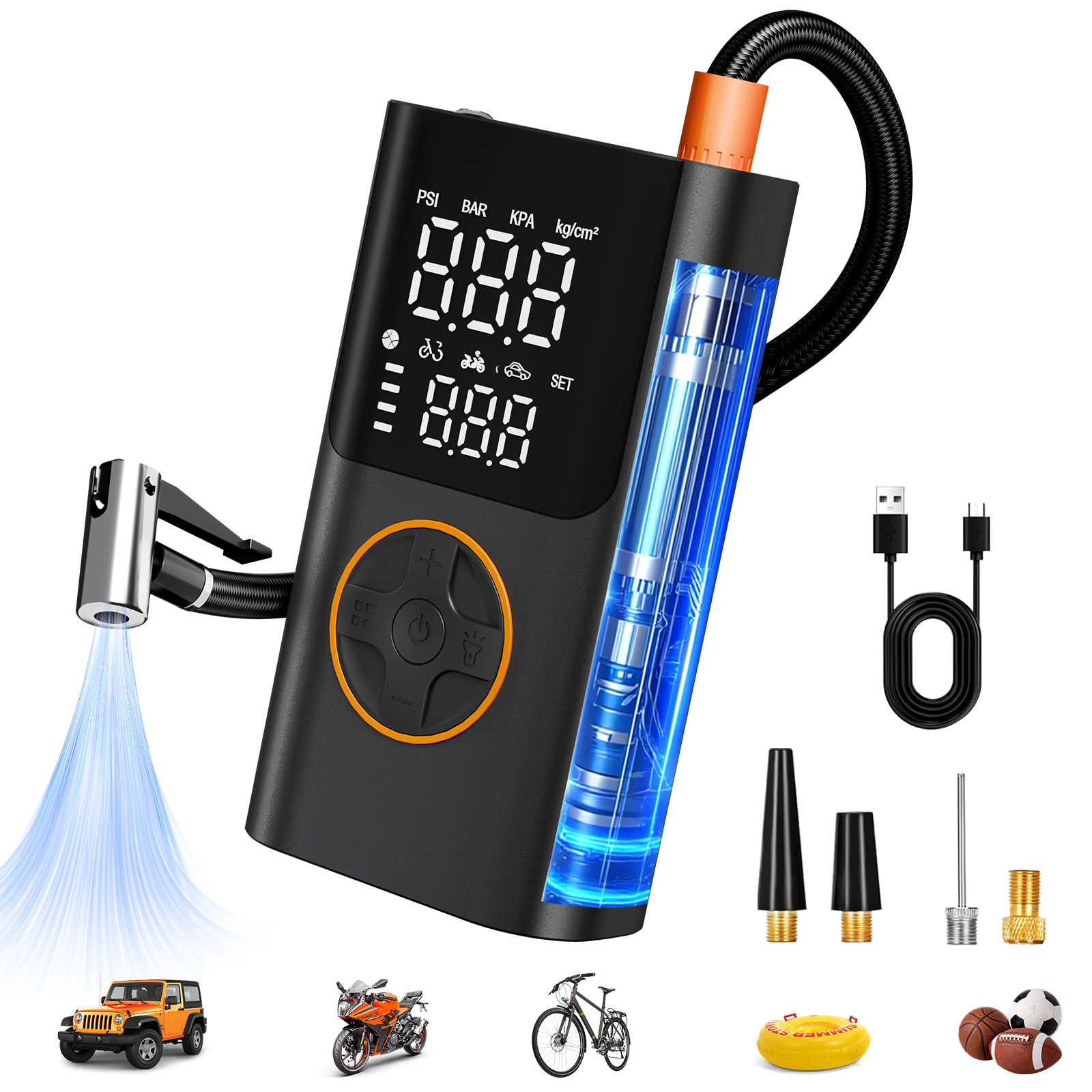 Wireless Air Compressor 150PSI Air Pump Portable Digital Tire Inflator with USB