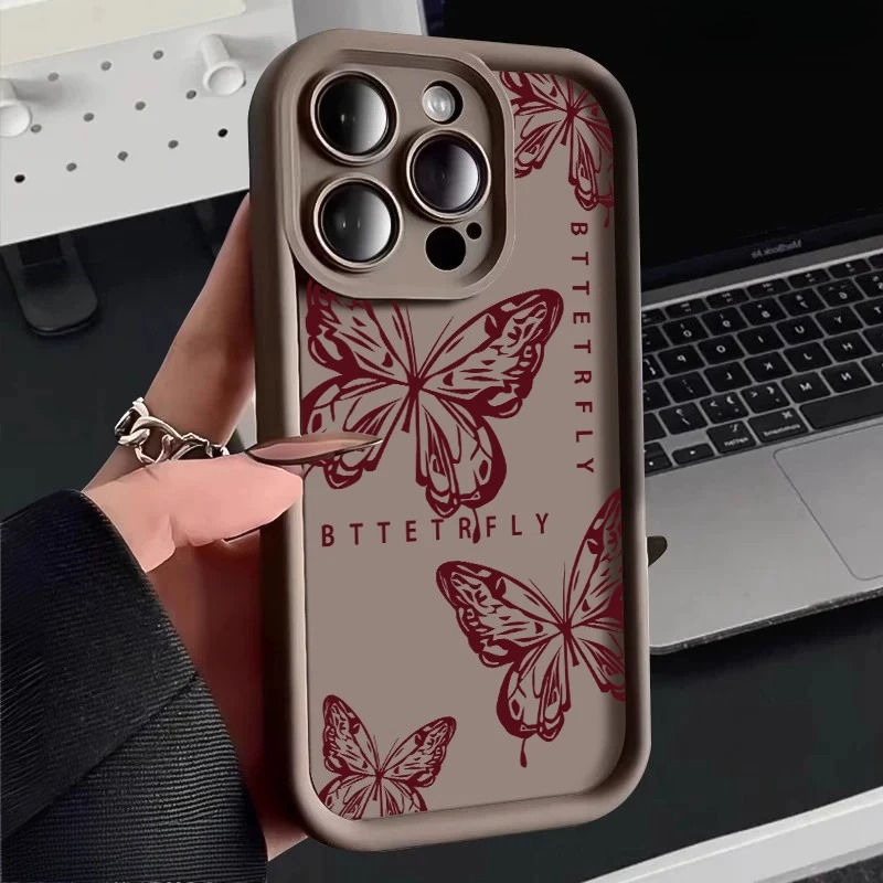 Thumbnail: Pink Cute Butterfly Silicone Soft Phone Case For iPhone 17 16PRO 15 14 13 12 11P
