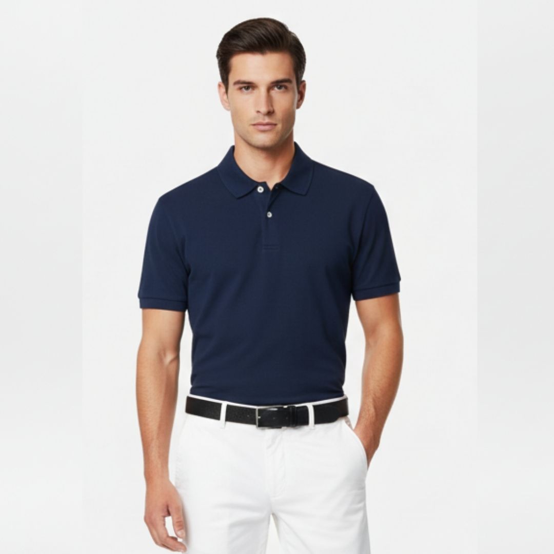 Parça Boya Polo Yaka T-Shirt Navy Blue.jpg