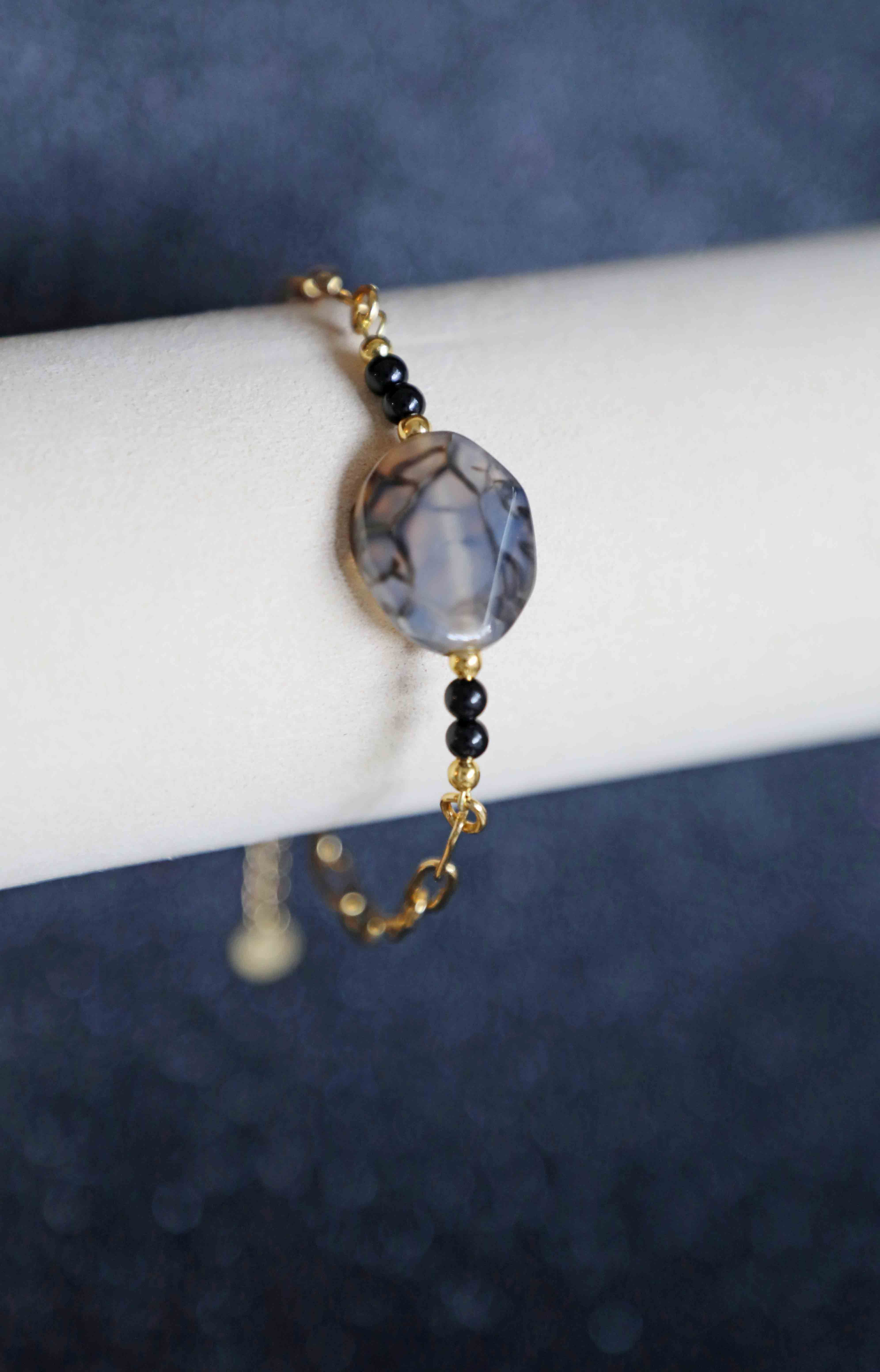 Pulsera elegante con ágata y ónix