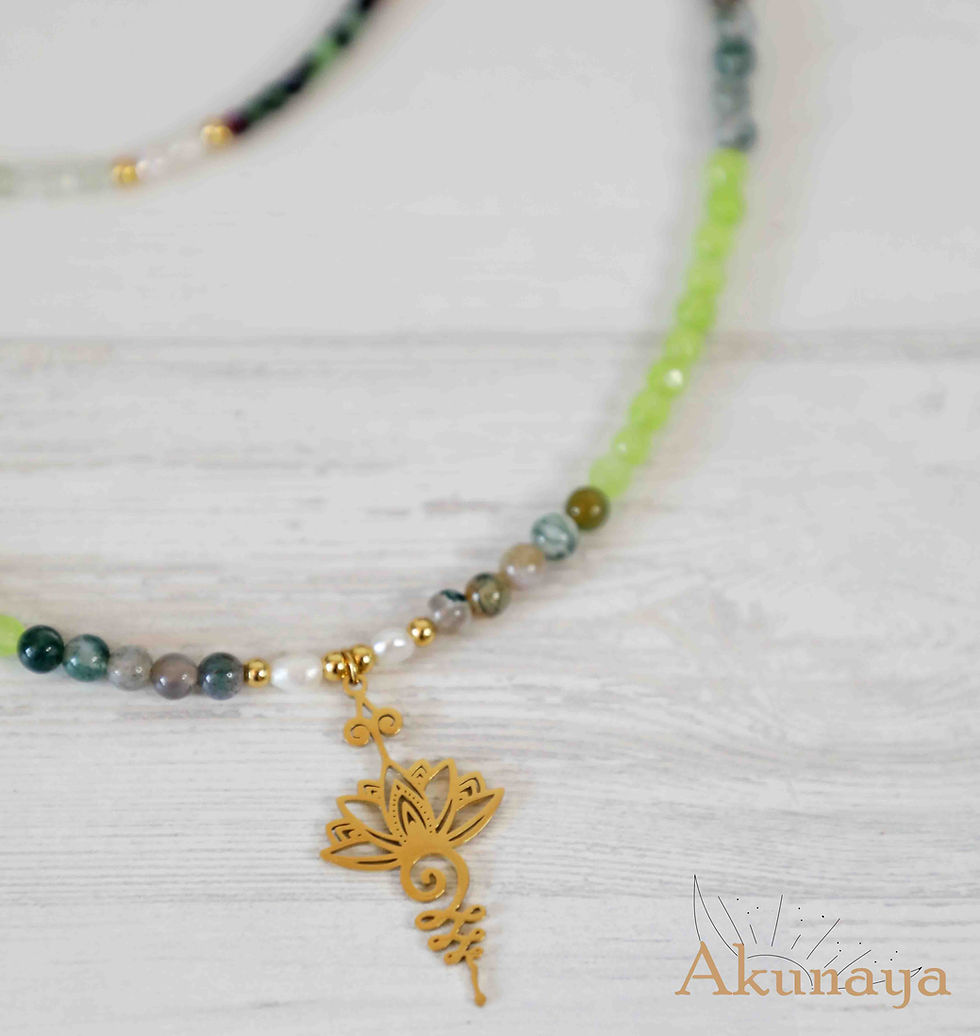 Miniatura: Collar doble con rubi, agata, jade y peridota con colgante Lot0