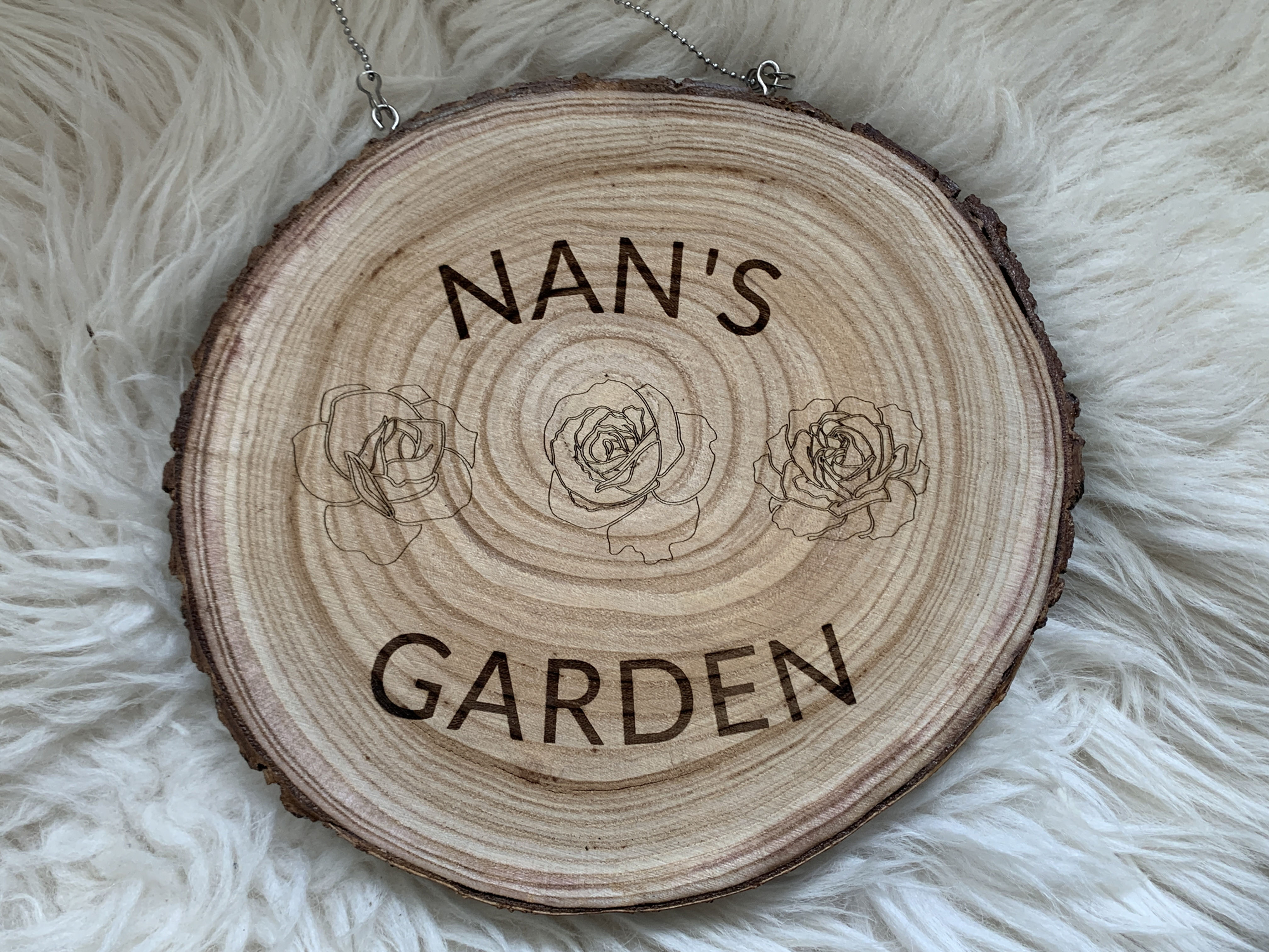 Wooden Slice Garden Sign ' NAN'S GARDEN '