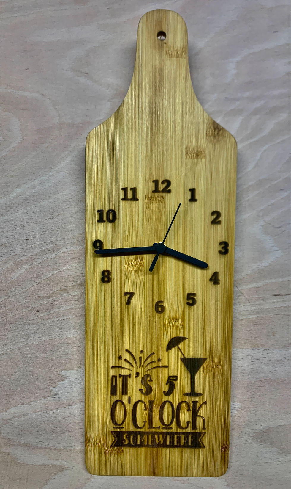 Handmade Bamboo Serving Board Clock