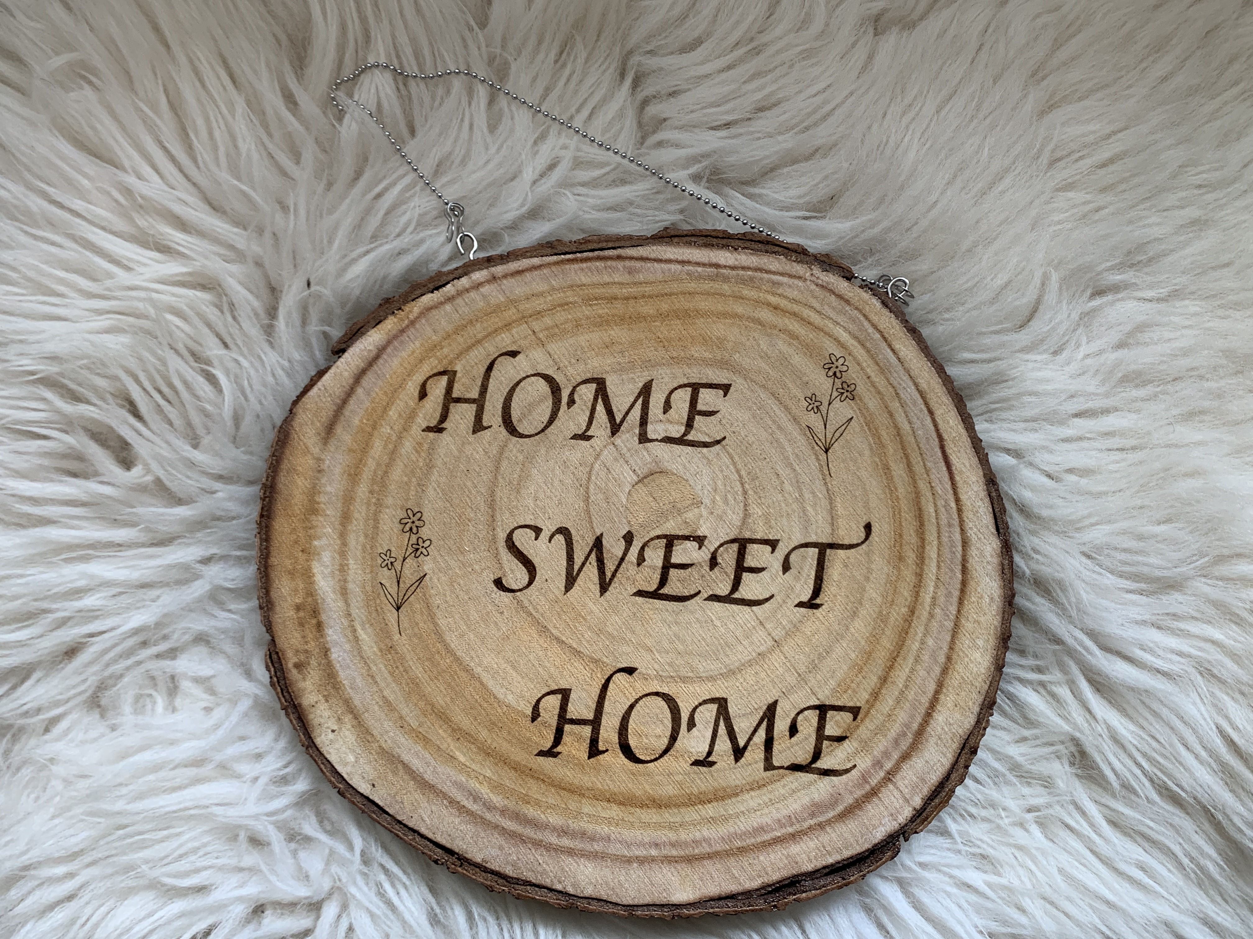 Wooden Slice Garden Sign ' HOME SWEET HOME '