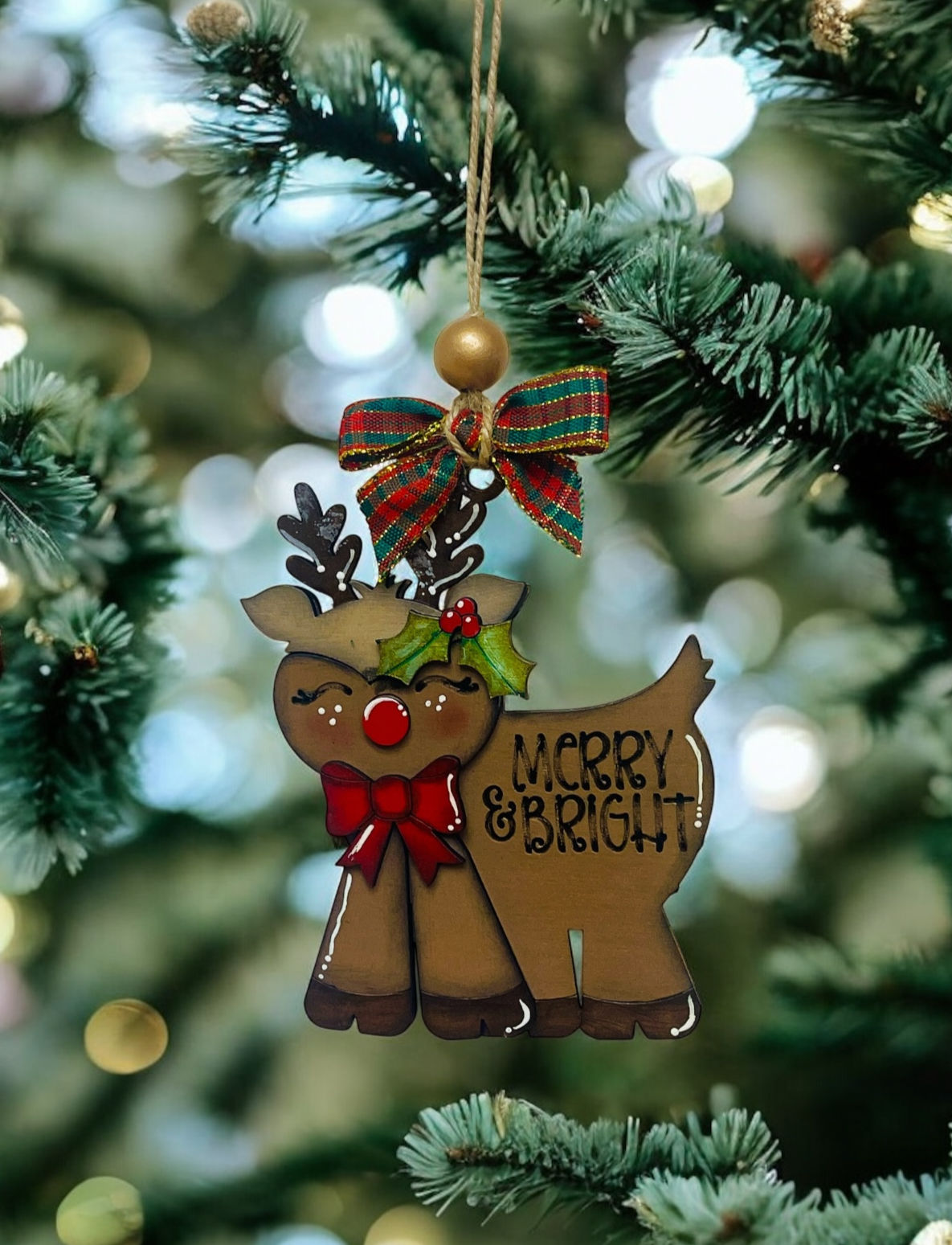 Merry & Bright Reindeer Ornament