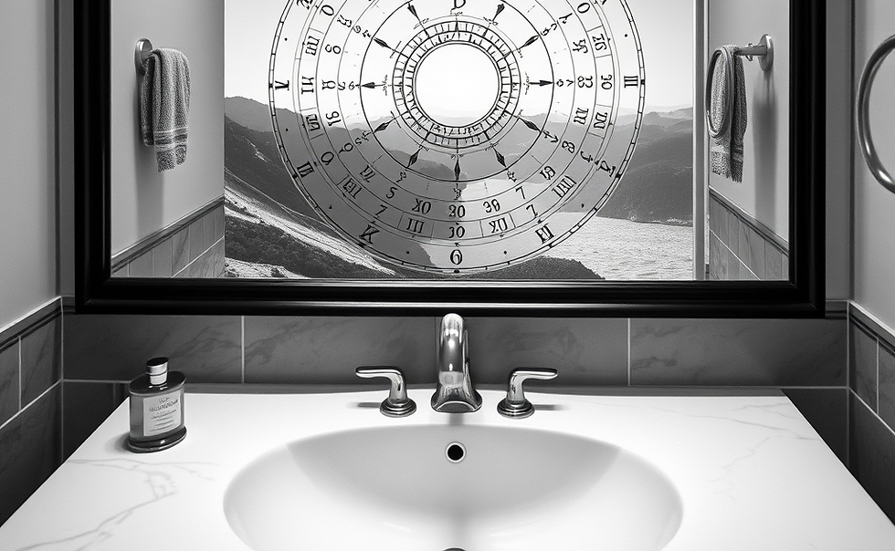 A mirror with an astrology chart