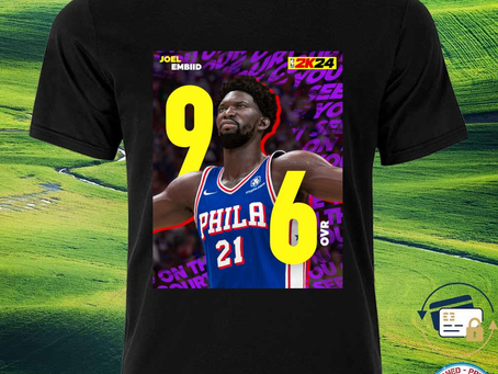 Squadgifts - Funny joel Embiid 96 Ovr NBA 2k24 shirt