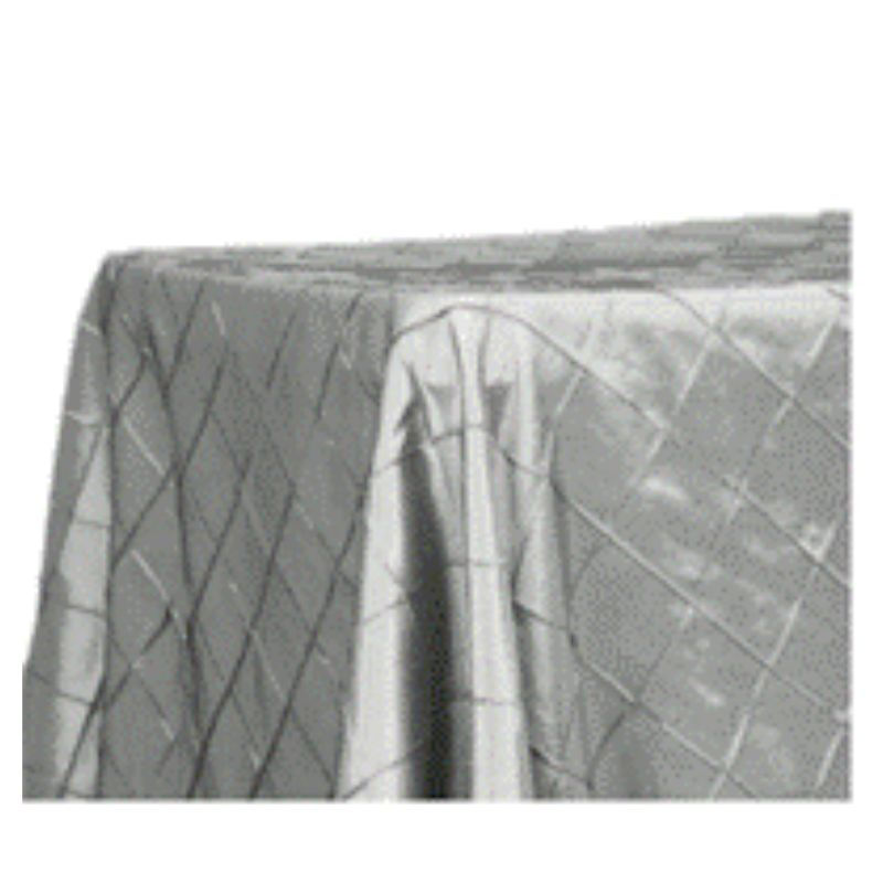 90 x 132” Pintuck Fabric Tablecloth – Silver