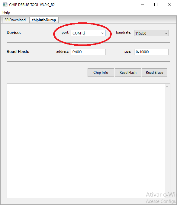 CONFIGURAÇÃO DA ABA CHIPINFODUMP