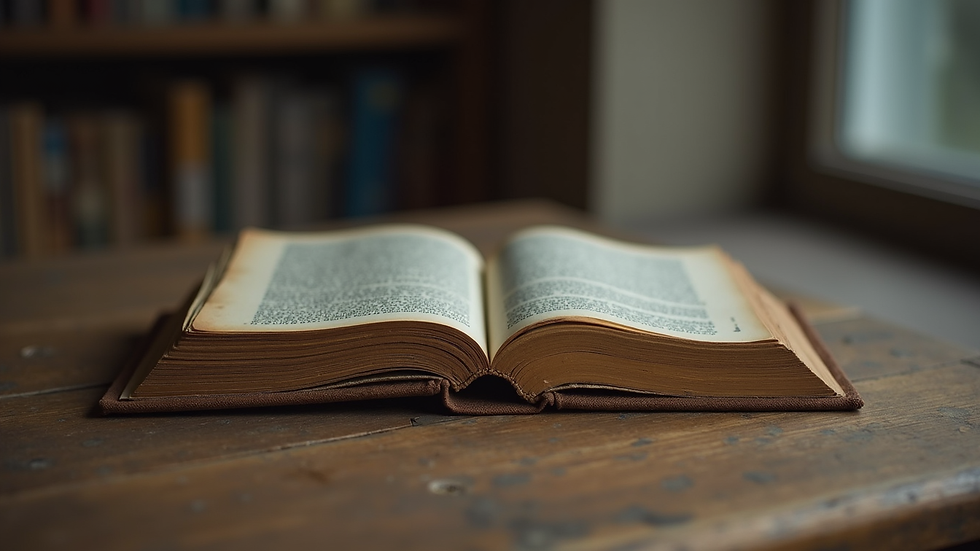 Close-up view of a weathered survival book resting on a wooden table