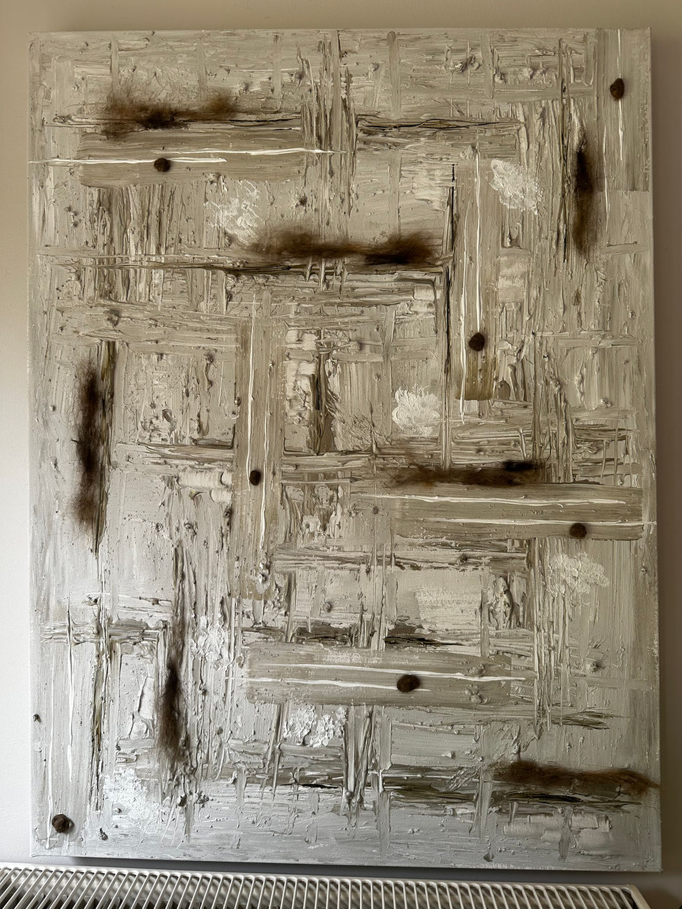 Schilderij: "Golven..." (acryl en klei) ontworpen door Hanne Vanvoorden.