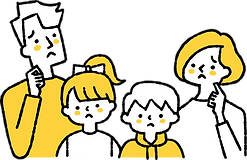 心配そうな4人家族