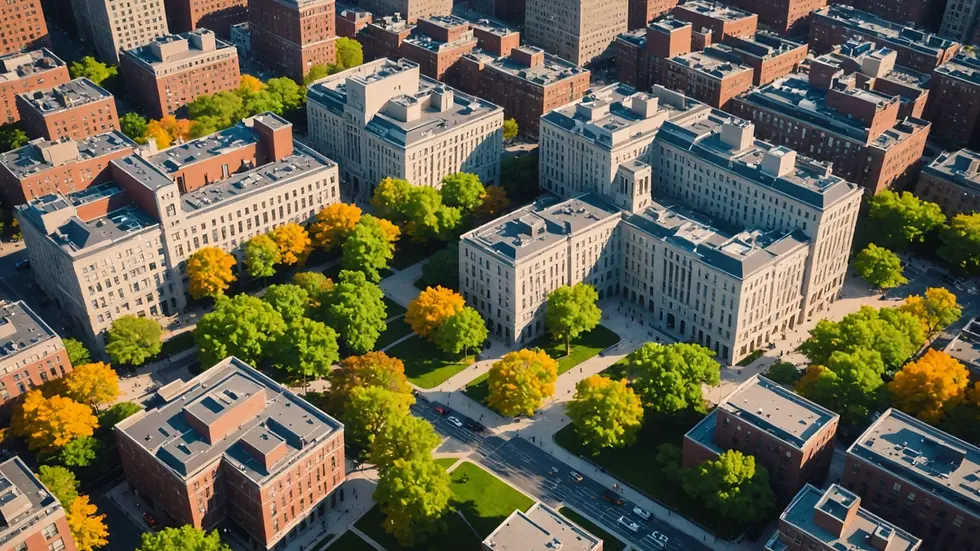 High angle view of the bustling New York University campus