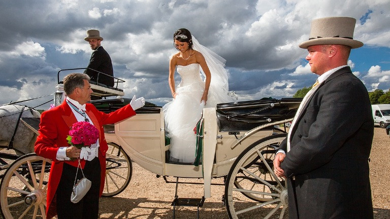 Bride arrive at Knebworth House