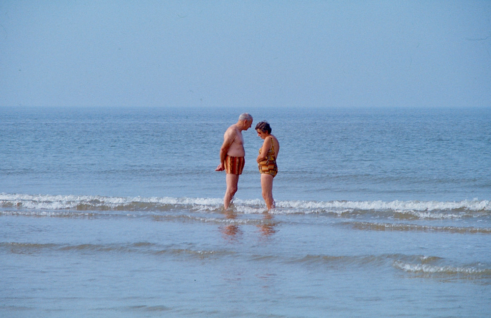 Couple standing in sea