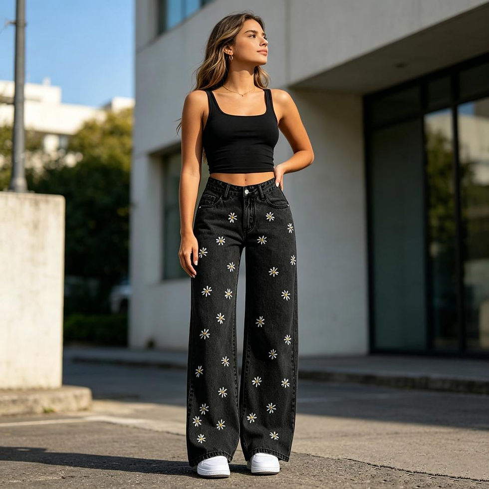 Thumbnail: Calça Jeans Baggy Feminina Cherry Style
