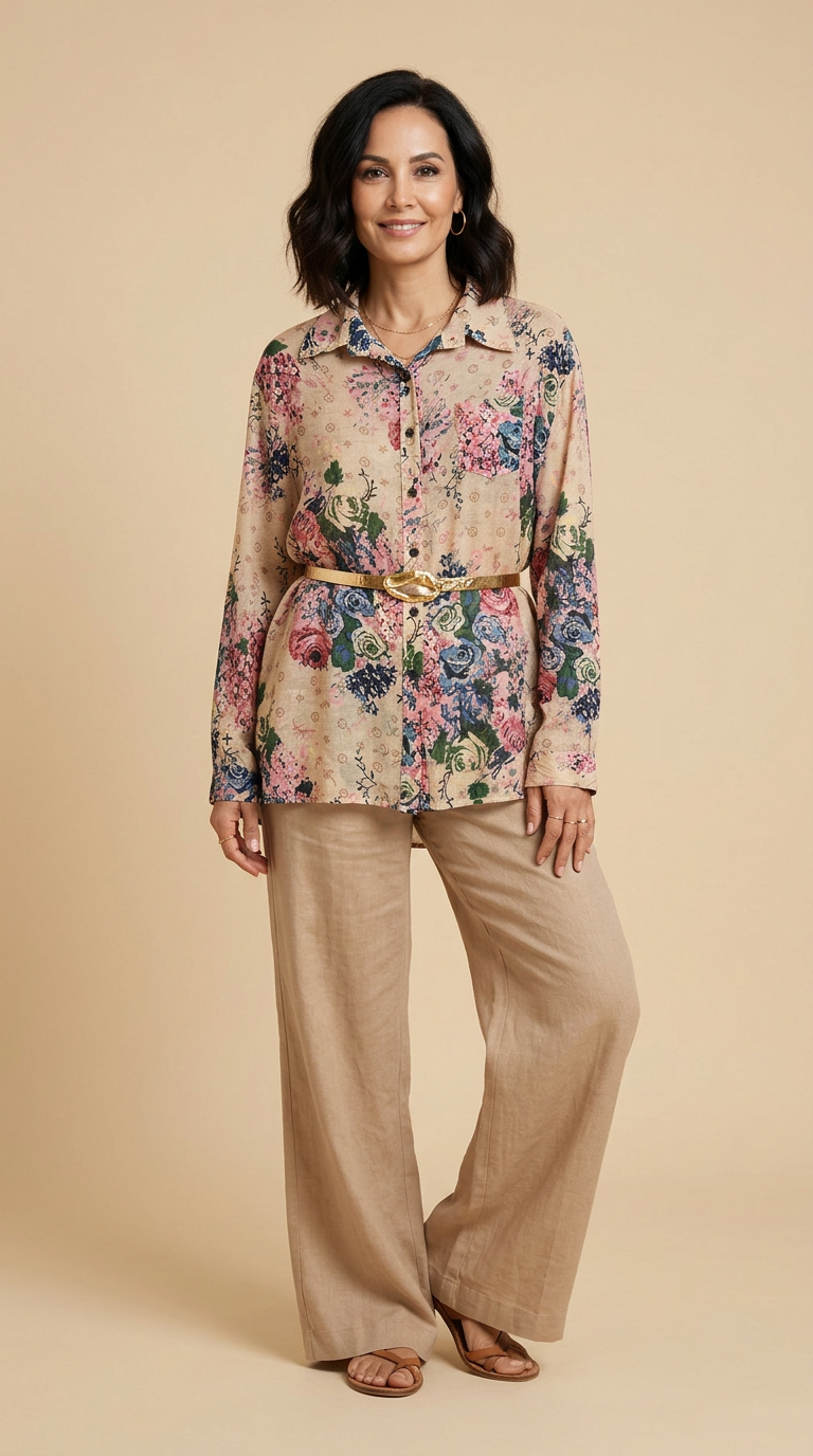 Miniatura: BLUSA FLORES BEIGE LV