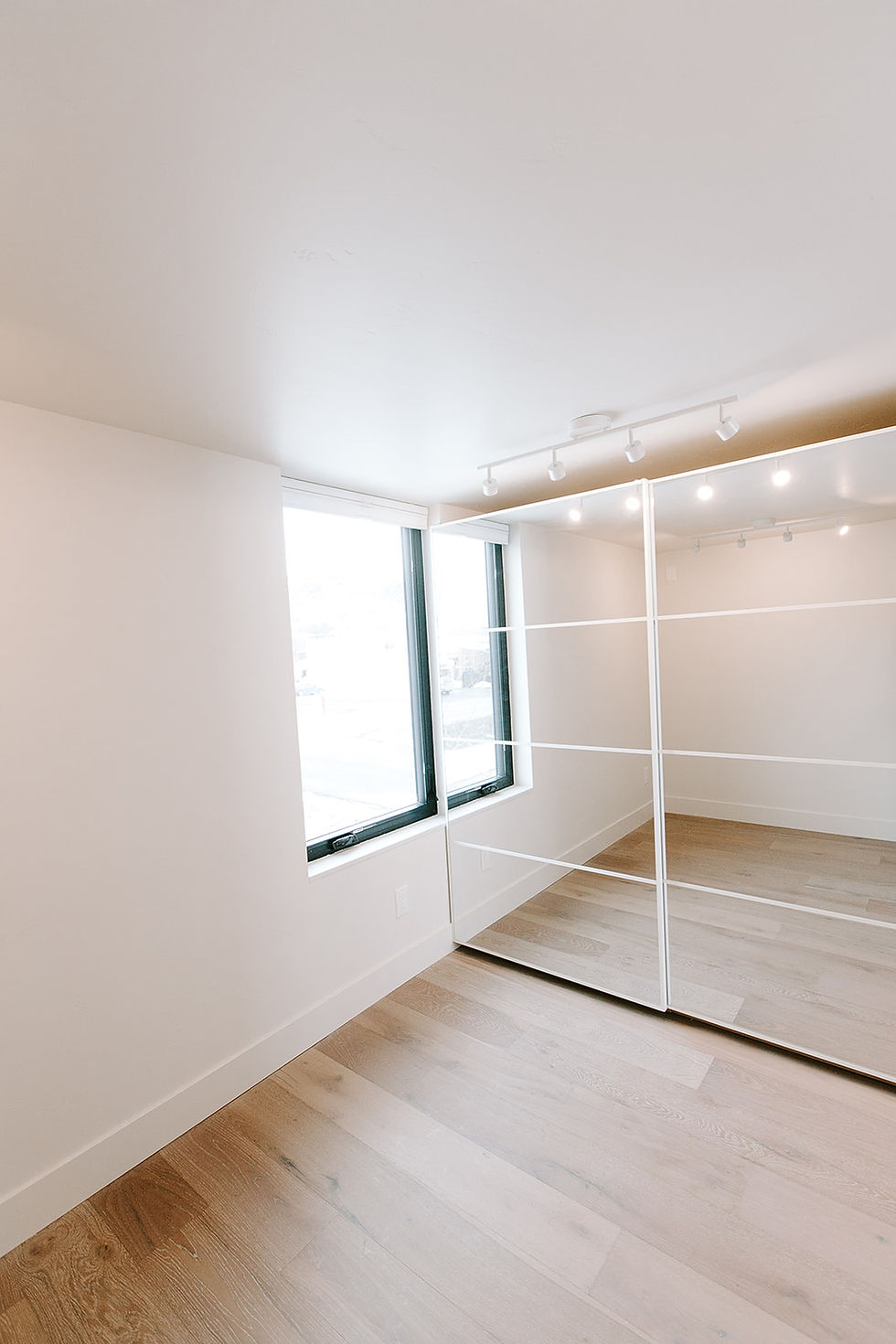 Mirrored Closets in Bed Area