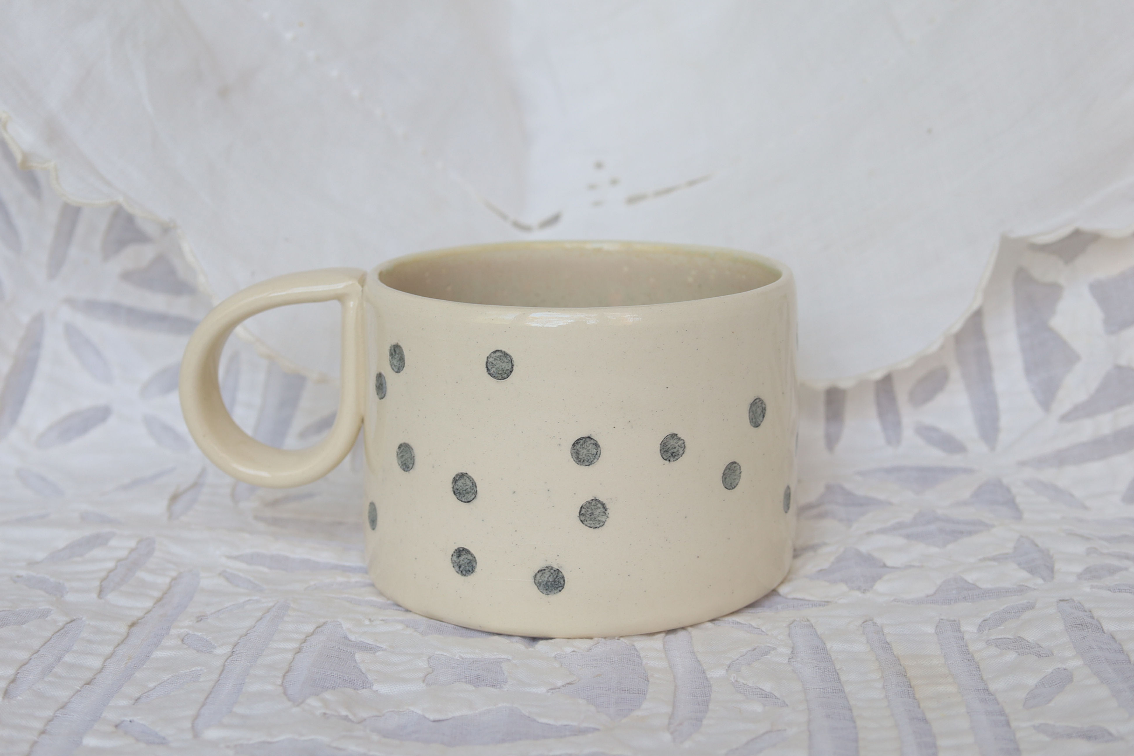 sketched polka dot mug