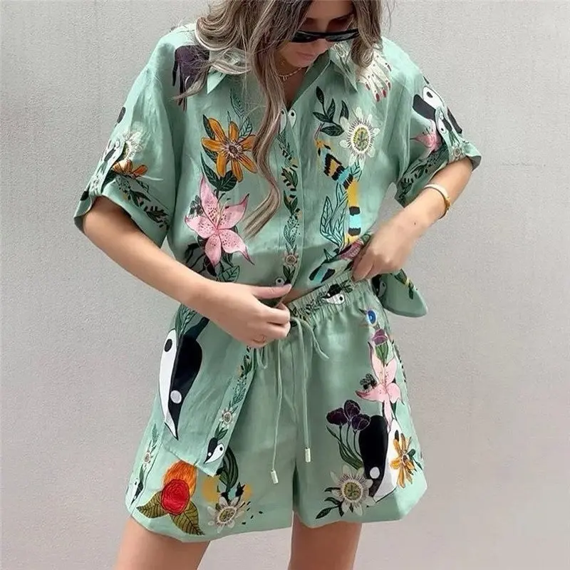 Thumbnail: Peace & Love Short Sleeve Shirt and Shorts Set