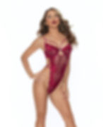 Rachel Sexy Back Lace Teddy in Wine