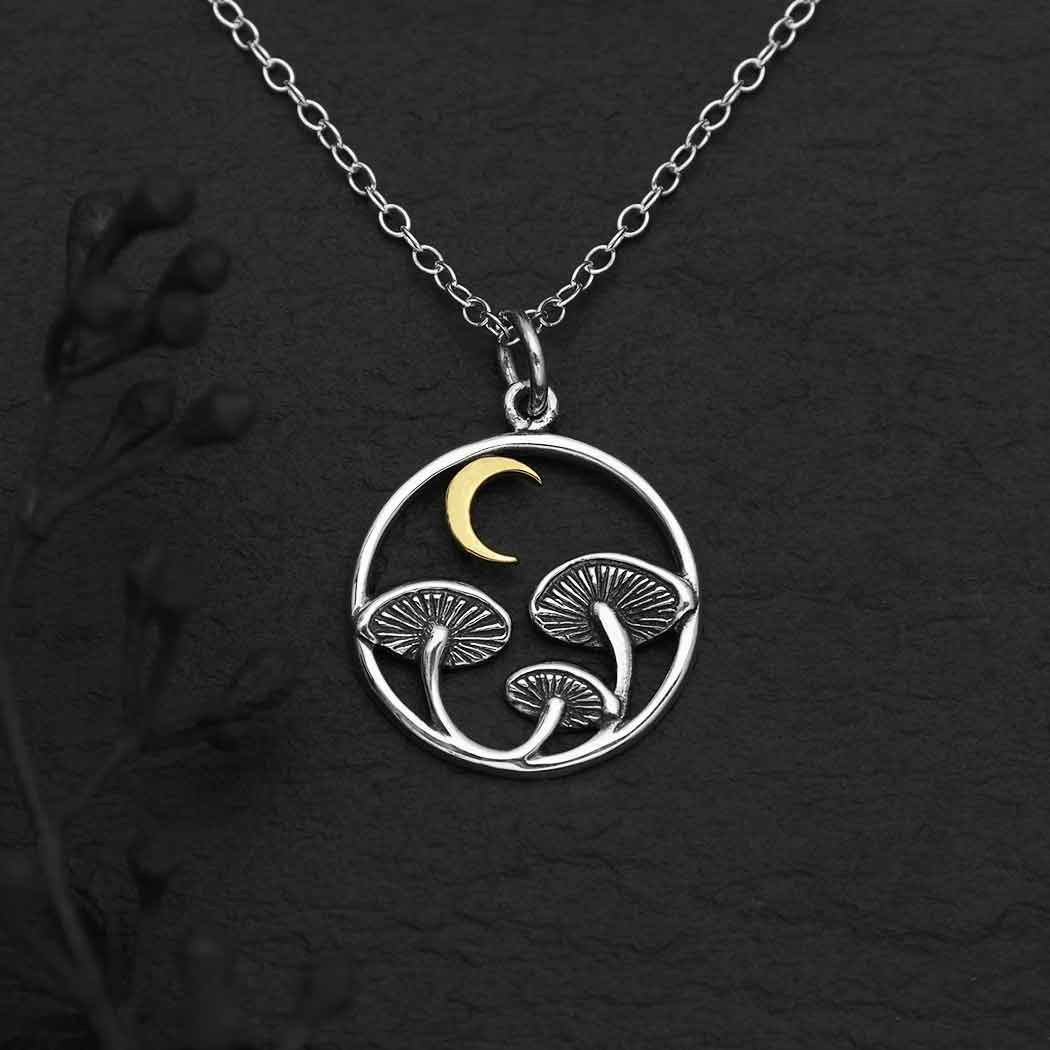 Love You So Mush Sterling Silver Necklace with Bronze Moon