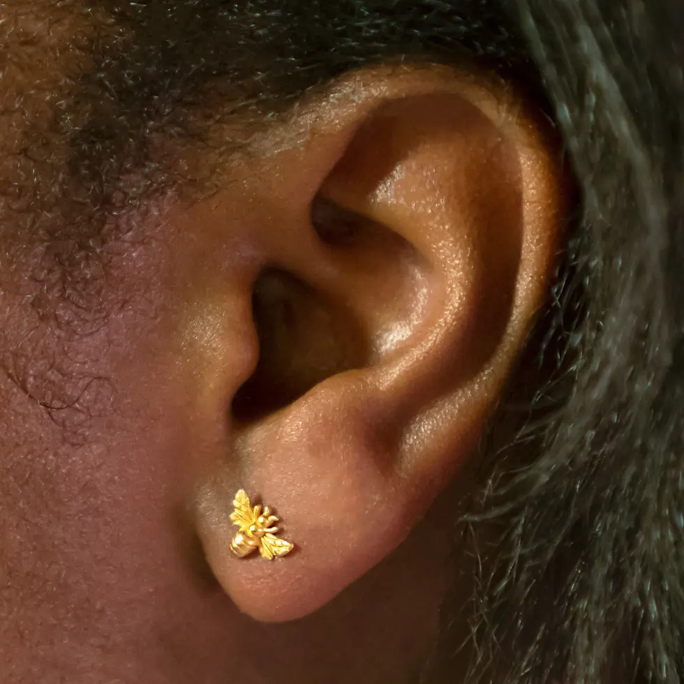 Thumbnail: Hive Mind Tiny Bee Post Earrings
