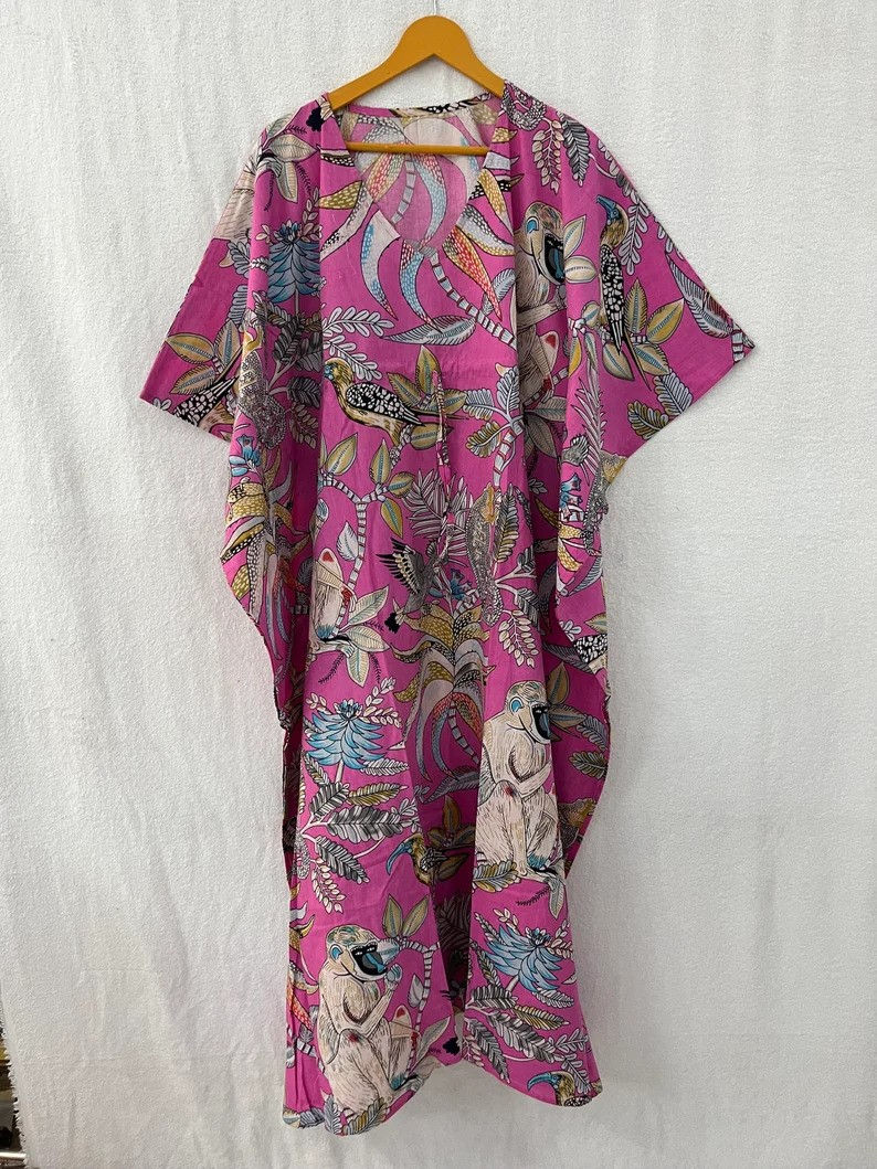 Thumbnail: Monkey Printed Cotton Kaftan Dress For To Be Moms