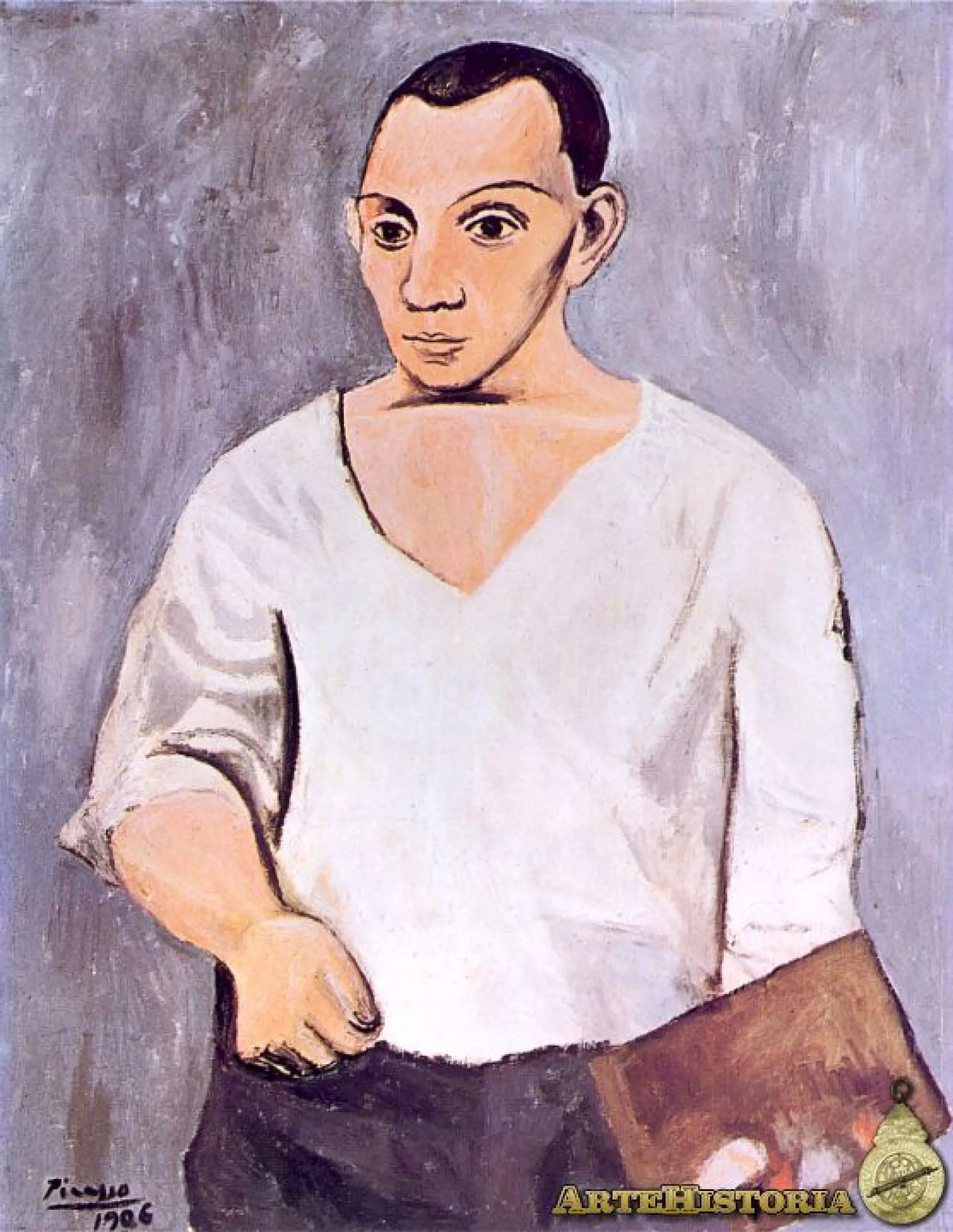 Autorretrato con paleta. Etapa rosa. Picasso.webp
