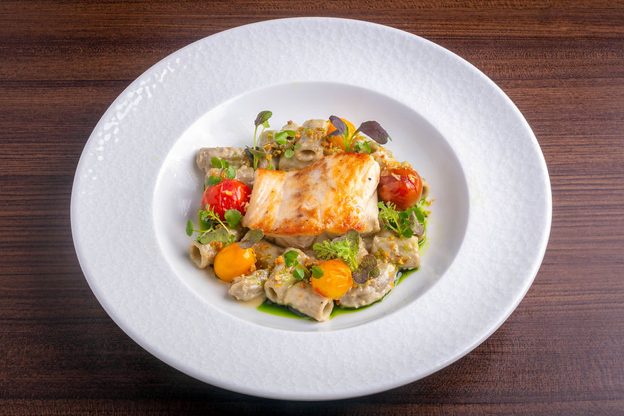 Seared Halibut with Rye Tortellini