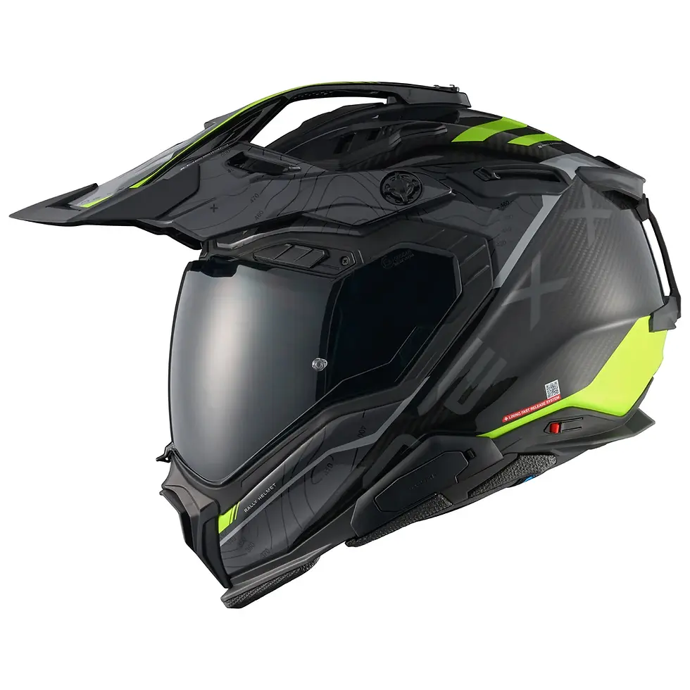 NEXX X.WED 3 Furka Carbon Grey Neon adventure helmet front right side view