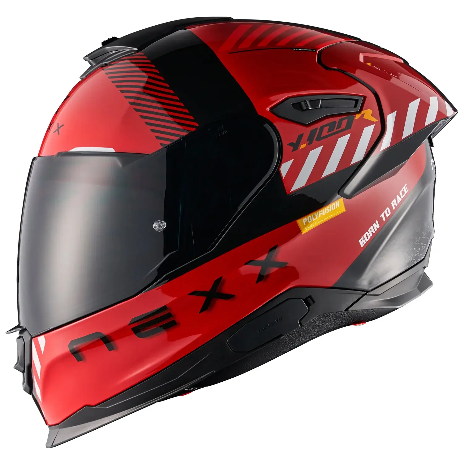 NEXX Y.100 Racer Fade Red Black sport helmet front right side view