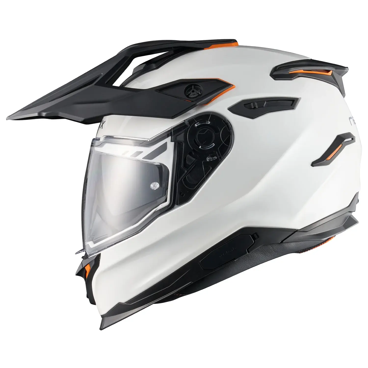 NEXX Y.TRAVL Plain White Adventure Helmet front right side view