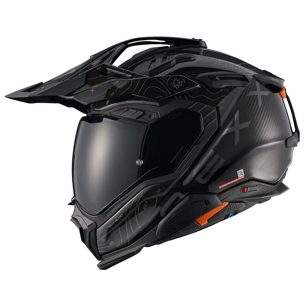 NEXX X.WED 3 Furka Carbon Black Gray adventure helmet front right side view