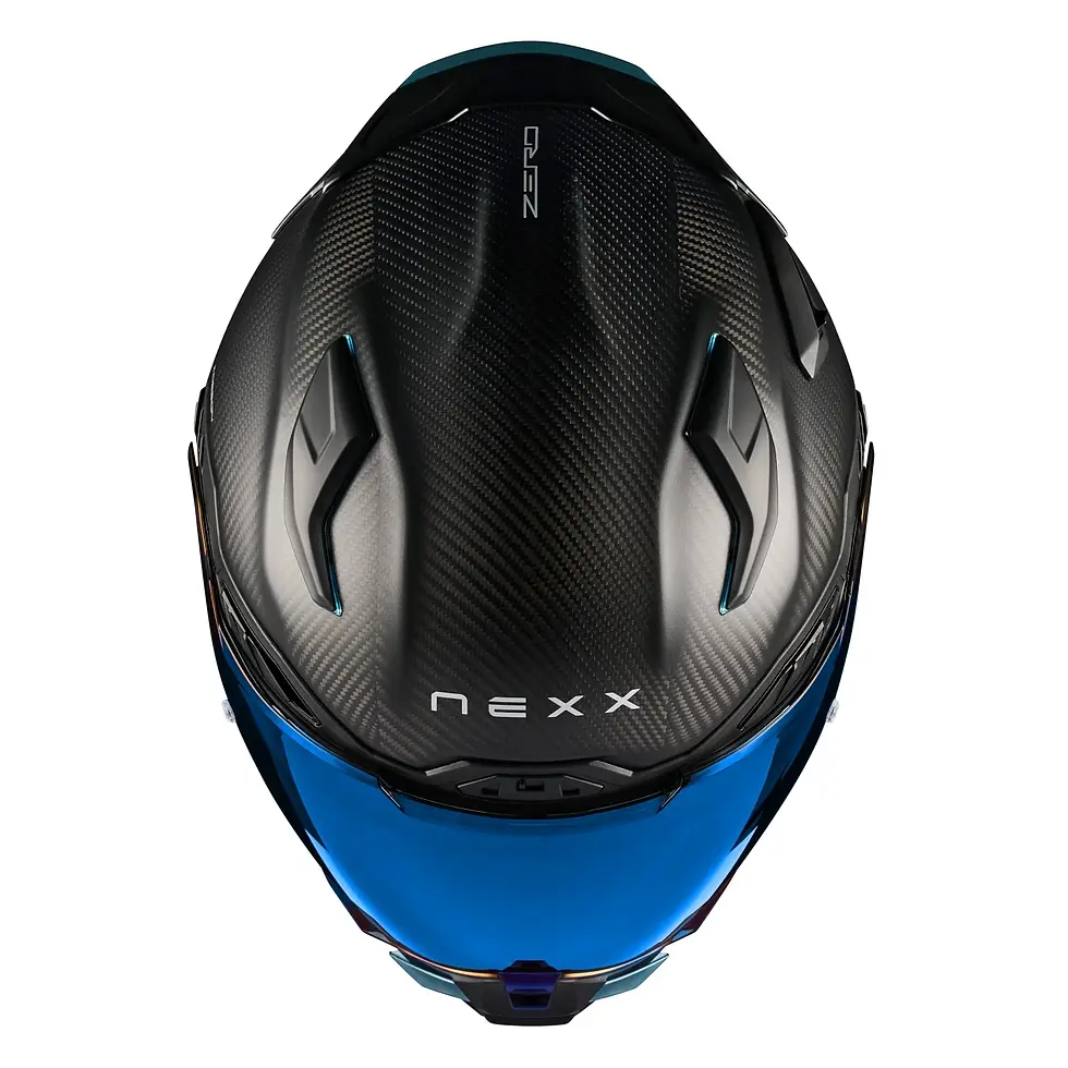 Thumbnail: NEXX X.WST3 Zero Pro Matte Blue X-PRO Carbon full-face motorcycle helmet with clear and iridium blue shields.