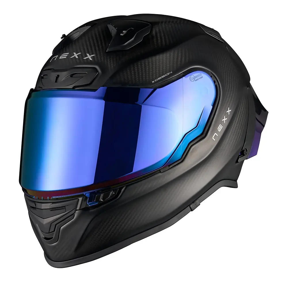 Thumbnail: Front angle view of the X.R3R Zero Pro 2 Carbon helmet in Matte Blue Carbon