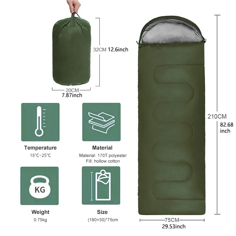 Thumbnail: Camping Sleeping Bag Ultralight Waterproof 4 Season Warm Envelope Backpacking Sl
