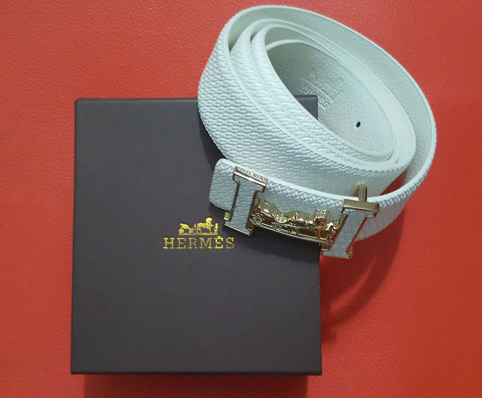 Ceinture Hermes Blanche boucle blanc or