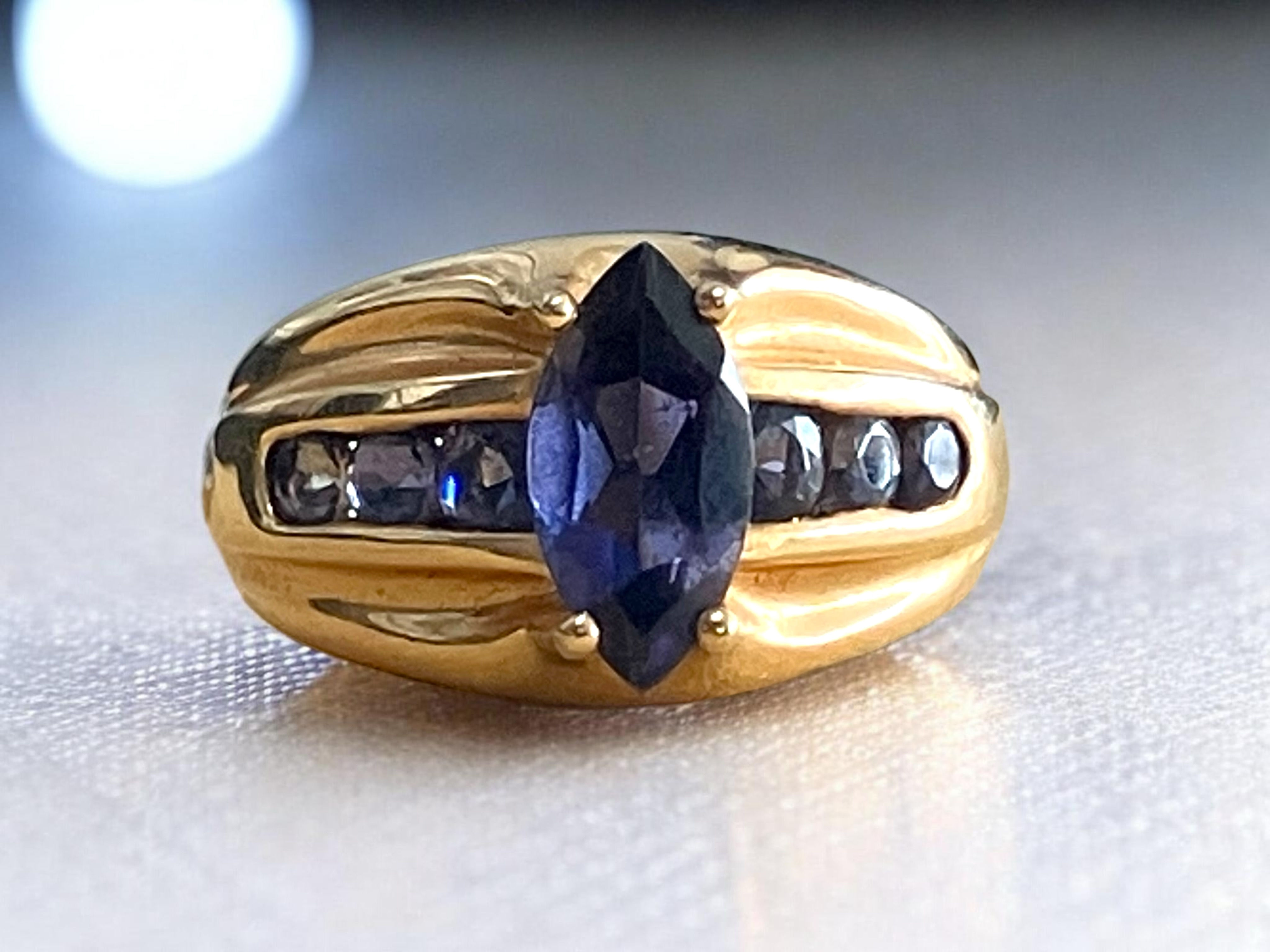 14K Yellow Gold Marquise Tanzanite Cocktail Ring