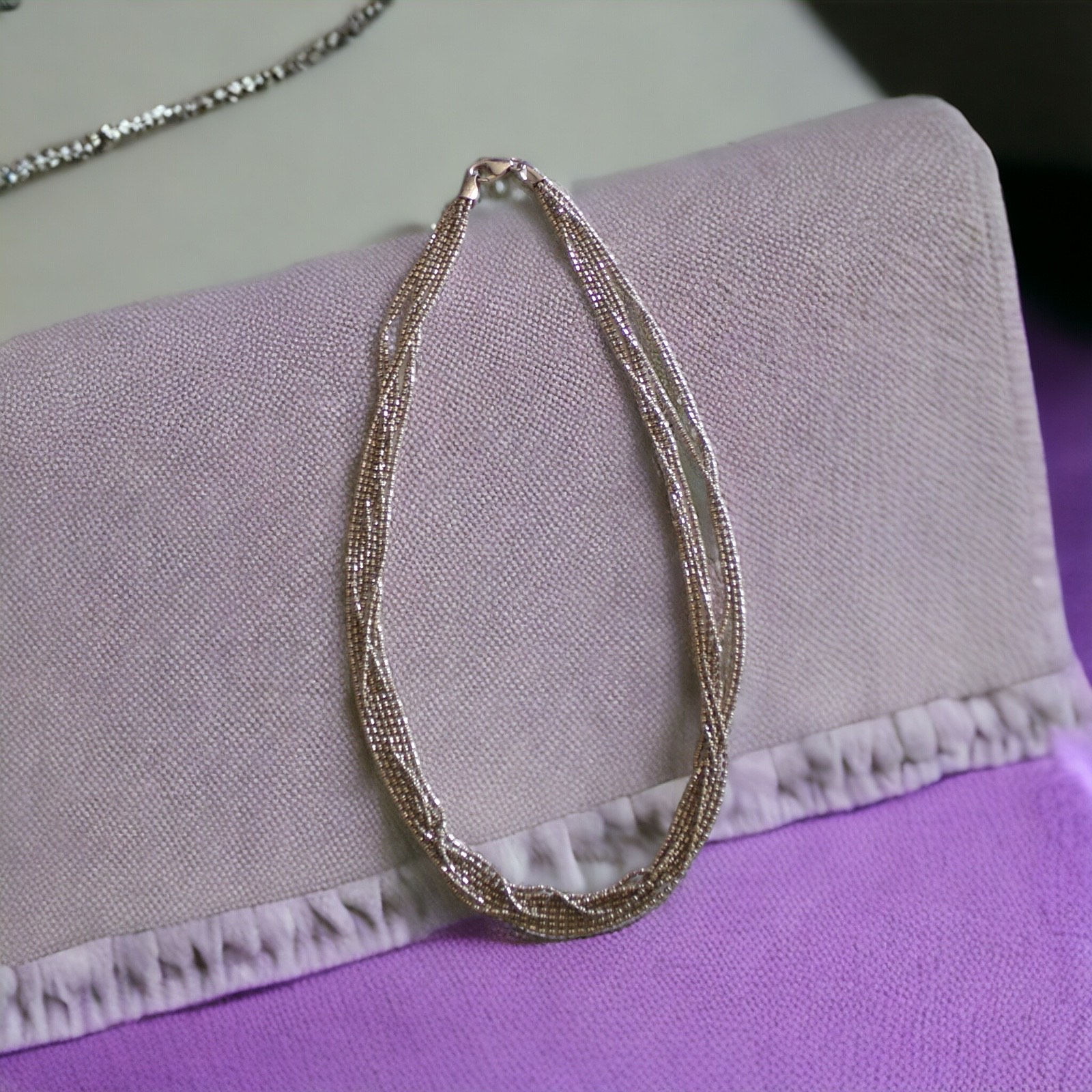 Sterling Silver Multi-Strand Bead Link Necklace