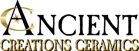 Ancient Creations Ceramics Web Logo with gold sunshine design
