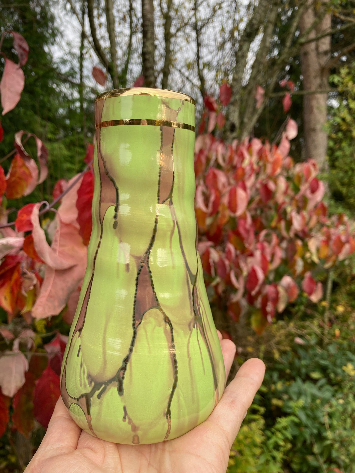 Wheel Thrown Ceramic Vase in Pistachio