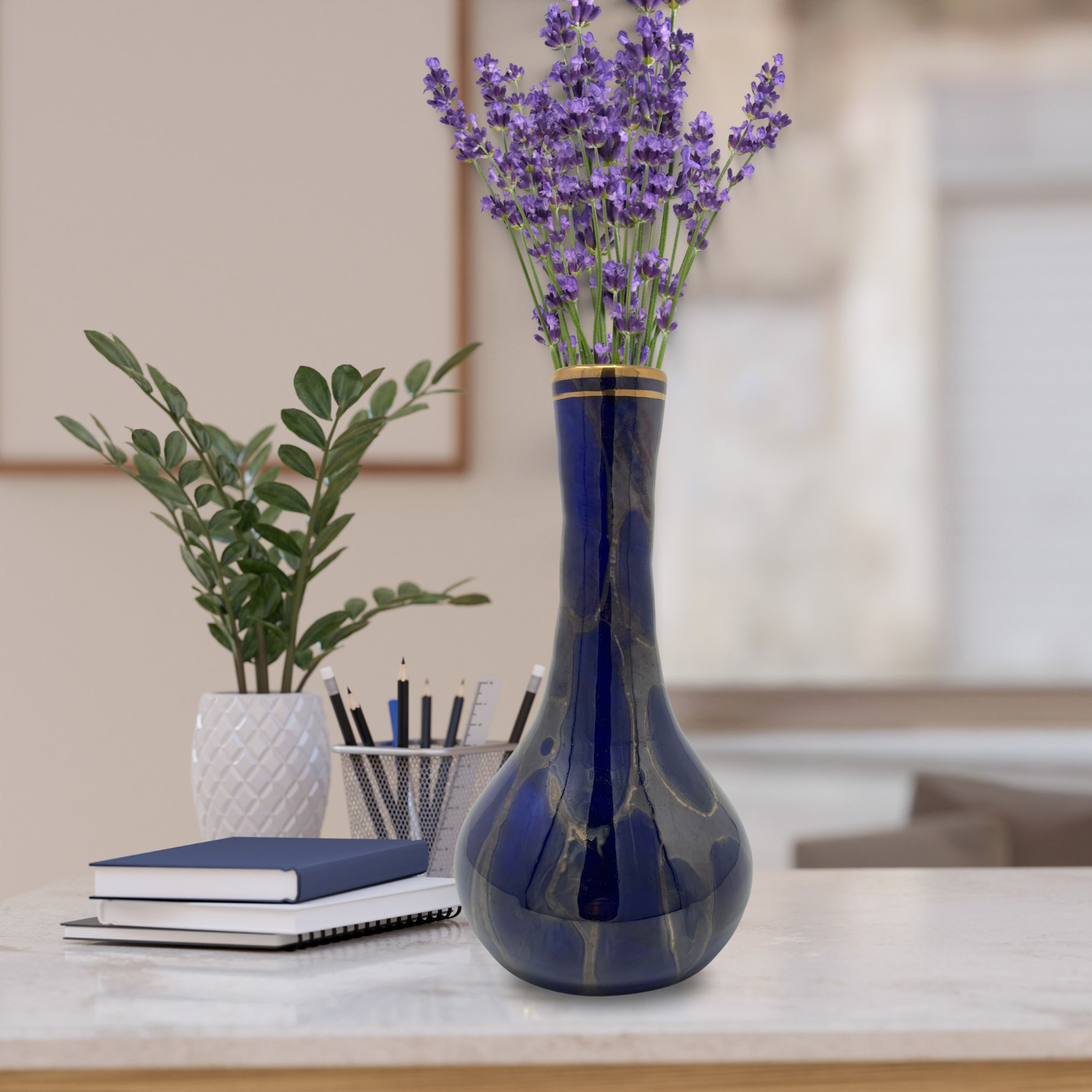 Wheel Thrown Ceramic Vase in Cobalt